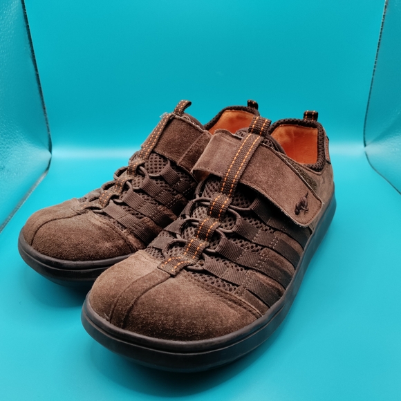 Rocket Dog. Brown suede leather chunky sneakers, orange details. Women's Size 7. - Picture 4 of 5